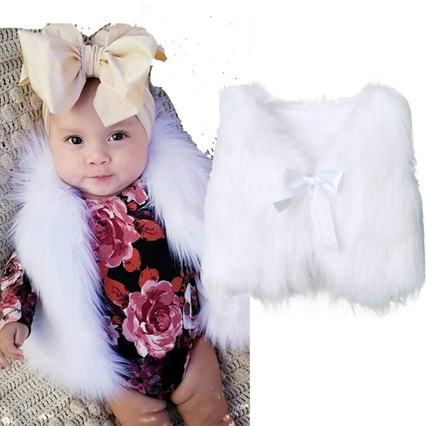 Corala Toddler Little Kids Girls Winter Warm Fluffy Synthesis Fur Sleeveless Vest Waistcoat Jacket Coat 